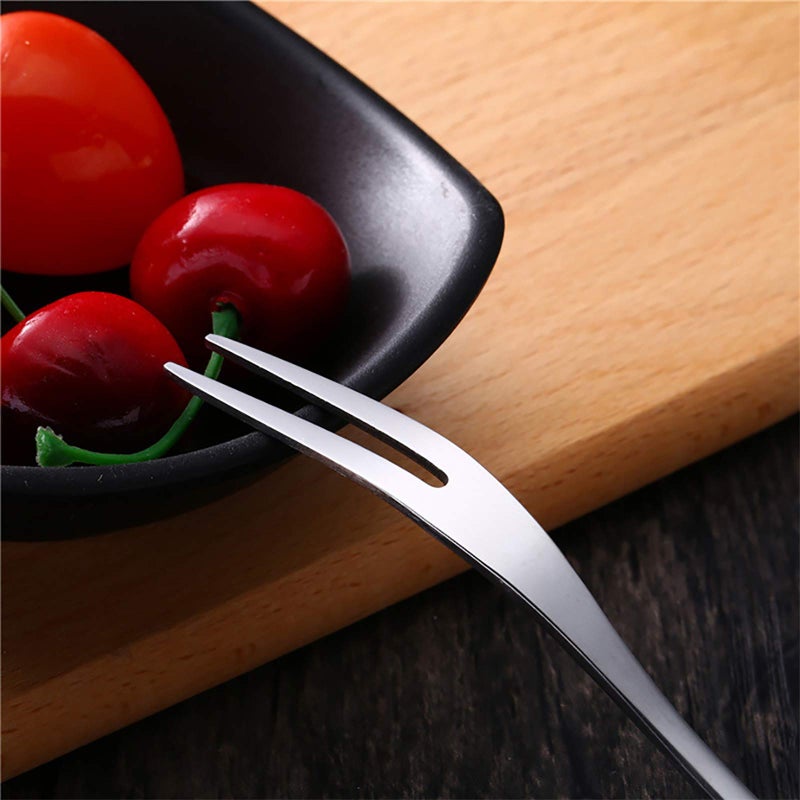 VANRA 5.1in 4-Piece Salad Forks Set Stainless Steel Cocktail Appetizer Dessert Fork Tasting Forks Silver Flatware Set - Image 2